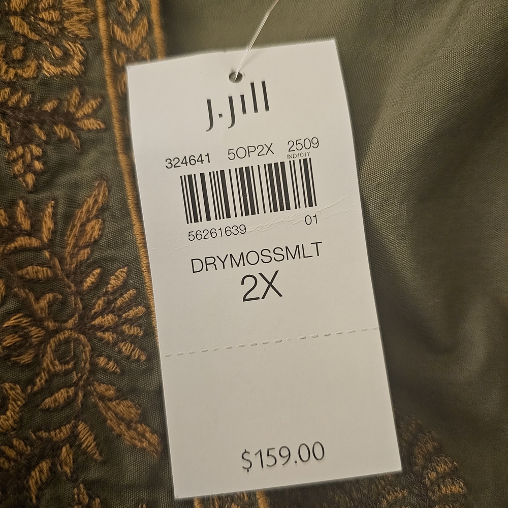 Olive Embroidered V‑Neck Tiered Maxi Dress - Picture 3 of 12